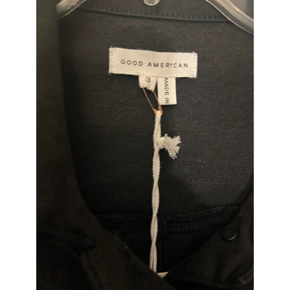 NWT Good American black contour denim jacket size 3 (Large ) - Picture 4 of 12
